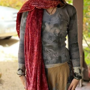 Orange wide velvet scarf- dressy